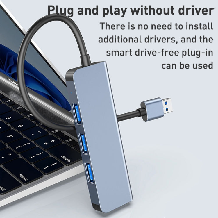 4 in 1 USB to USB3.0x4 HUB Adapter, Cable Length: 1.2m