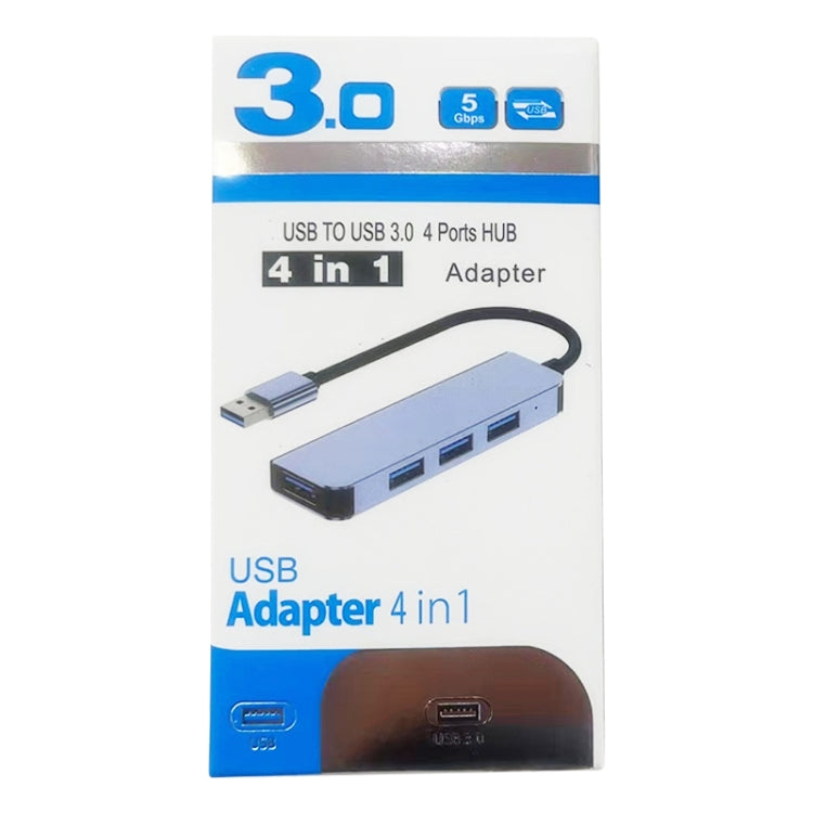 4 in 1 USB to USB3.0x4 HUB Adapter, Cable Length: 1.2m