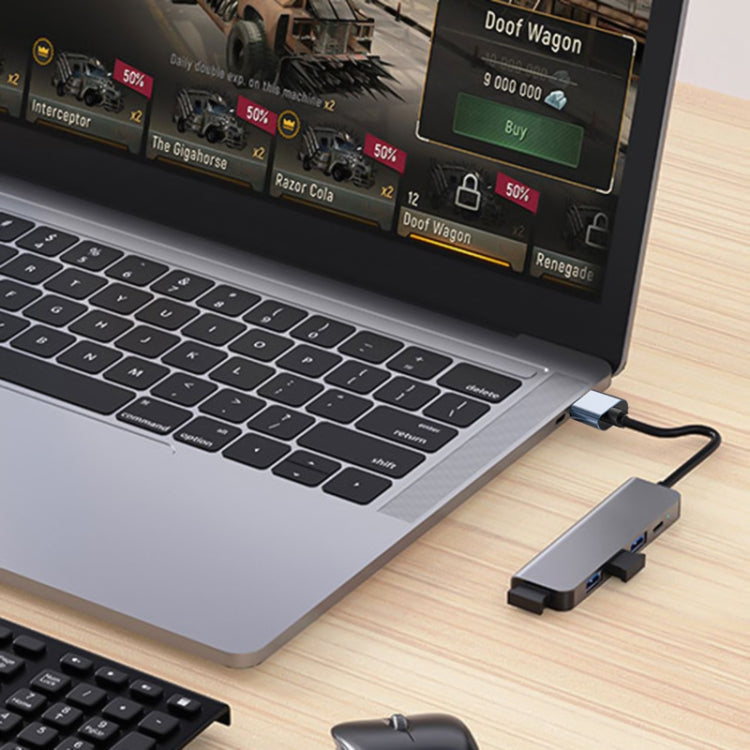 5 in 1 USB to USB3.0+USB2.0x3+USB-C / Type-C HUB Adapter, Cable Length: 10cm