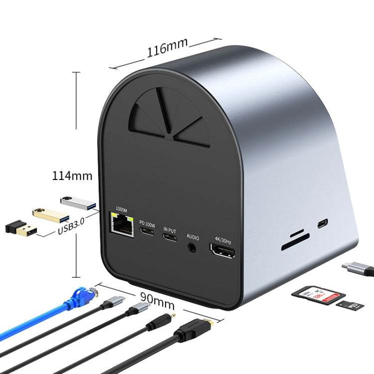 BYL-2211 10 in 1 USB-C / Type-C HUB Adapter, Support Phone Charger