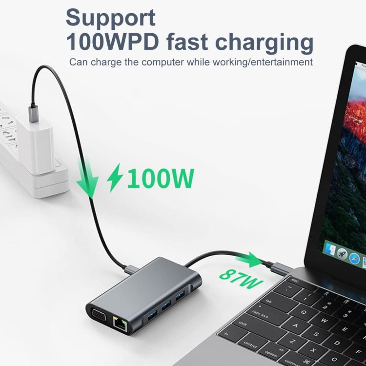 BYL-2111U3 7 in 1 USB-C / Type-C to USB Docking Station HUB Adapter