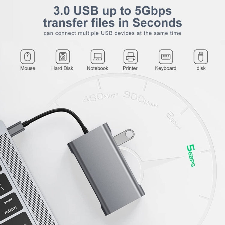 BYL-2111U3 7 in 1 USB-C / Type-C to USB Docking Station HUB Adapter