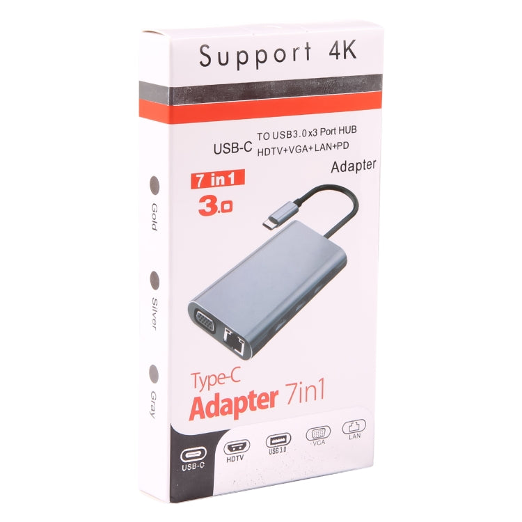 BYL-2111U3 7 in 1 USB-C / Type-C to USB Docking Station HUB Adapter