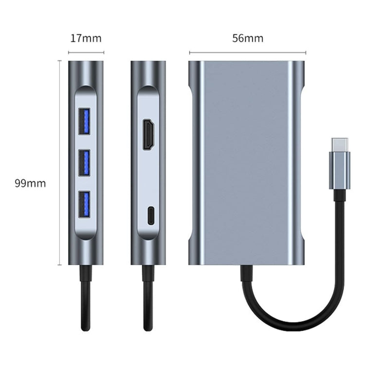 BYL-2111 7 in 1 USB-C / Type-C to USB Docking Station HUB Adapter