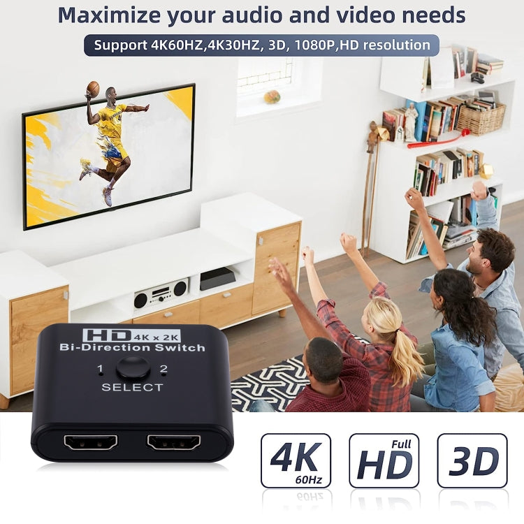 2 In 1 Out 4K HD Video Bi-Direction HDMI Switcher