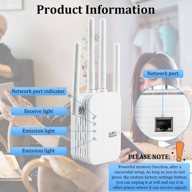 ZX-R08 1200Mbps 2.4G/5G Dual-Band WiFi Repeater Signal Amplifier WISP Outdoor Router, US Plug