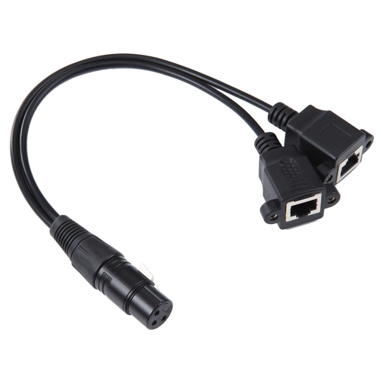 3-pin XLR Female to 2 x RJ45 Female Ethernet LAN Network Extension Cable, Cable Length: 30cm