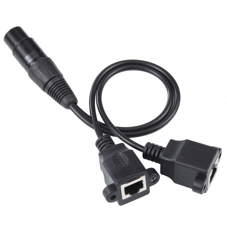 3-pin XLR Female to 2 x RJ45 Female Ethernet LAN Network Extension Cable, Cable Length: 30cm