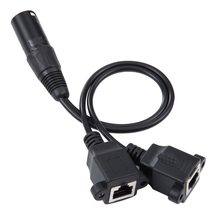 3-pin XLR Male to 2 x RJ45 Female Ethernet LAN Network Extension Cable, Cable Length: 30cm