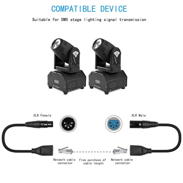 3-pin XLR Male to 2 x RJ45 Female Ethernet LAN Network Extension Cable, Cable Length: 30cm