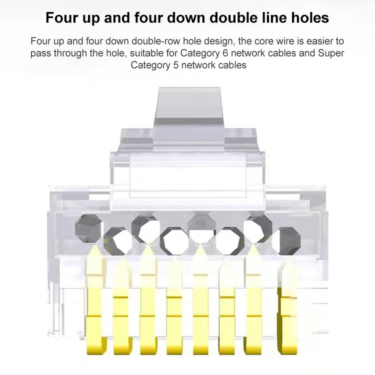 100pcs /Pack Cat5e RJ45 Connector Unshielded Pass Through Modular Plug, Gold: 3u