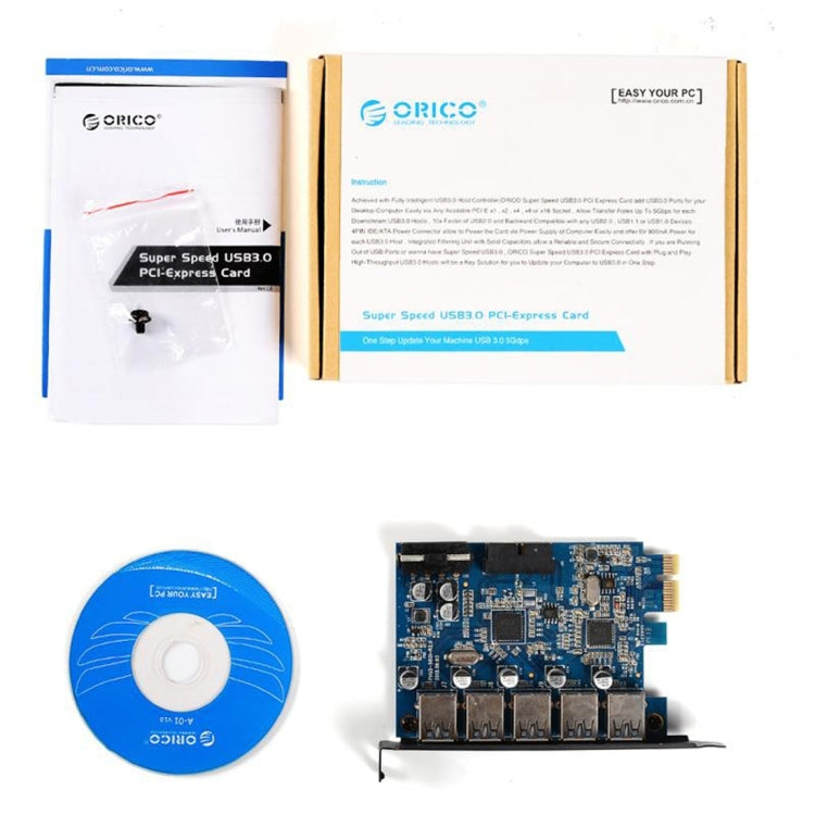 ORICO PVU3-5O2I USB3.0 * 5 + 20Pin Slot * 1 PCI Express Card for Desktop, 5Gbps Superspeed Data Transmission