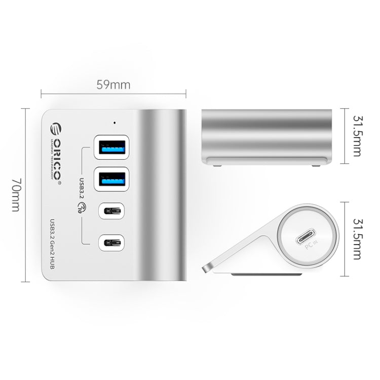 ORICO M3CU2 Aluminum Alloy 4-Port Type-C And USB 3.2 Gen2 10Gbps HUB