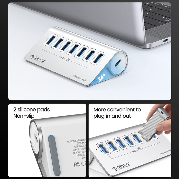 ORICO M3U7 Aluminum Alloy 7-Port USB 3.2 Gen1 5Gbps HUB with 1m Cable