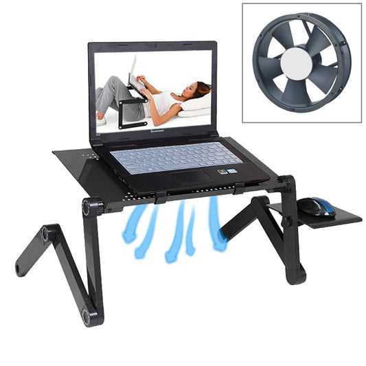 Portable 360 Degree Adjustable Foldable Aluminium Alloy Desk Stand with Cool Fans & Mouse Pad for Laptop / Notebook