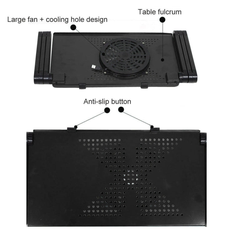 Portable 360 Degree Adjustable Foldable Aluminium Alloy Desk Stand with Cool Fans & Mouse Pad for Laptop / Notebook