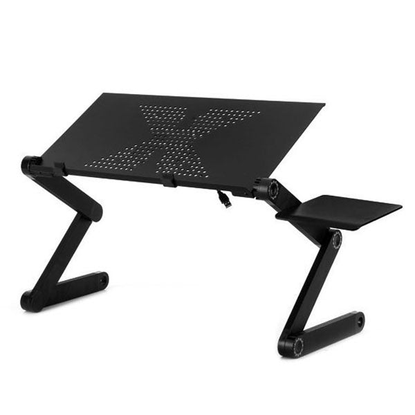 Portable 360 Degree Adjustable Foldable Aluminium Alloy Desk Stand with Mouse Pad for Laptop / Notebook, without CPU Fans