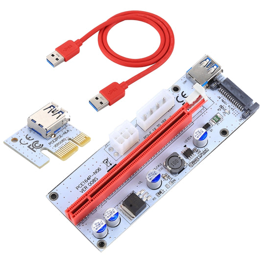 PCE164P-N06 VER008S USB 3.0 PCI-E Express 1x to 16x PCI-E Extender Riser Card Adapter 15 Pin SATA Power 6 Pin + 4 Pin Power Supply Port with 60cm USB Cable