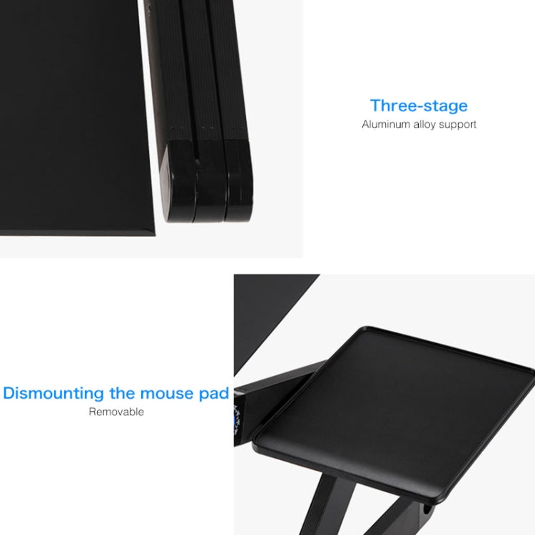 Portable 360 Degree Adjustable Foldable Aluminium Alloy Desk Stand with Double CPU Fans & Mouse Pad for Laptop / Notebook, Desk Size: 480mm x 260mm