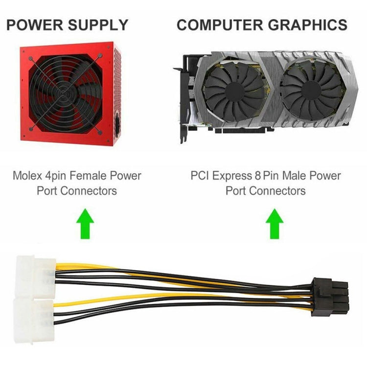 18cm Y Shape 8 Pin PCI Express to Dual 4 Pin Molex Graphics Card Power Cable