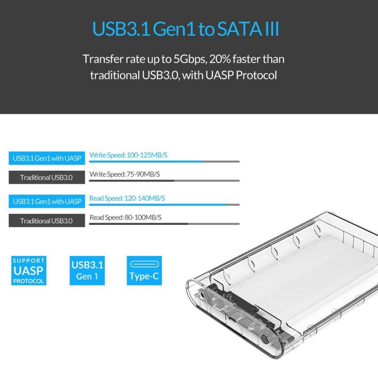 ORICO 3139C3 3.5 inch SATA HDD USB 3.1 Type-C External Hard Drive Enclosure Storage Case