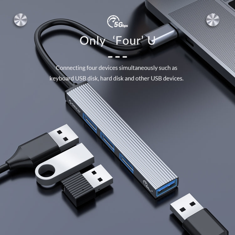 ORICO-AH-13-GY-BP USB 3.0 x 1 + USB 2.0 x 3 to USB-C / Type-C HUB Adapter