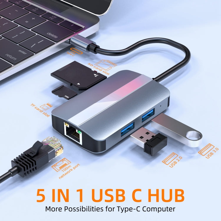 BYL-2112 5 in 1 USB-C / Type-C to USB Multifunctional Docking Station HUB Adapter