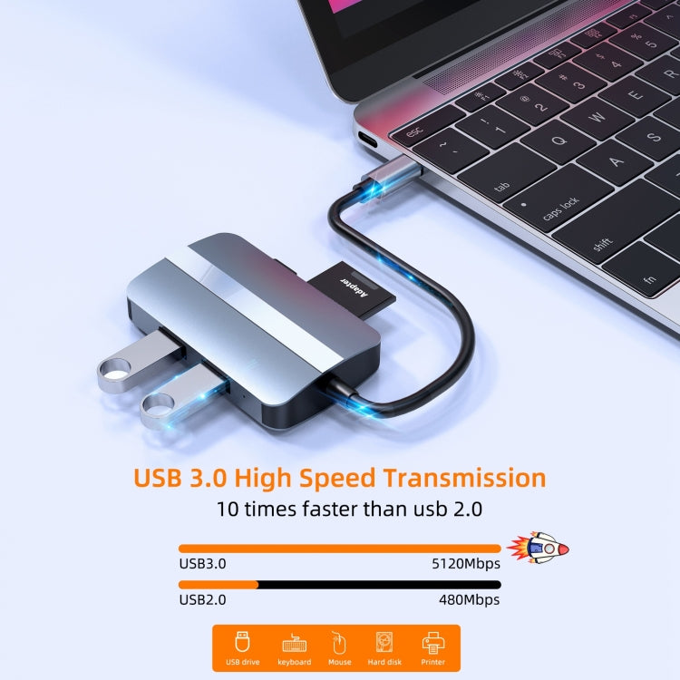 BYL-2112 5 in 1 USB-C / Type-C to USB Multifunctional Docking Station HUB Adapter