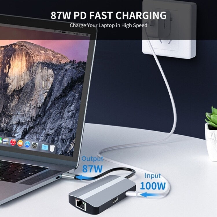 BYL-2209 6 in 1 USB-C / Type-C to USB Multifunctional Docking Station HUB Adapter