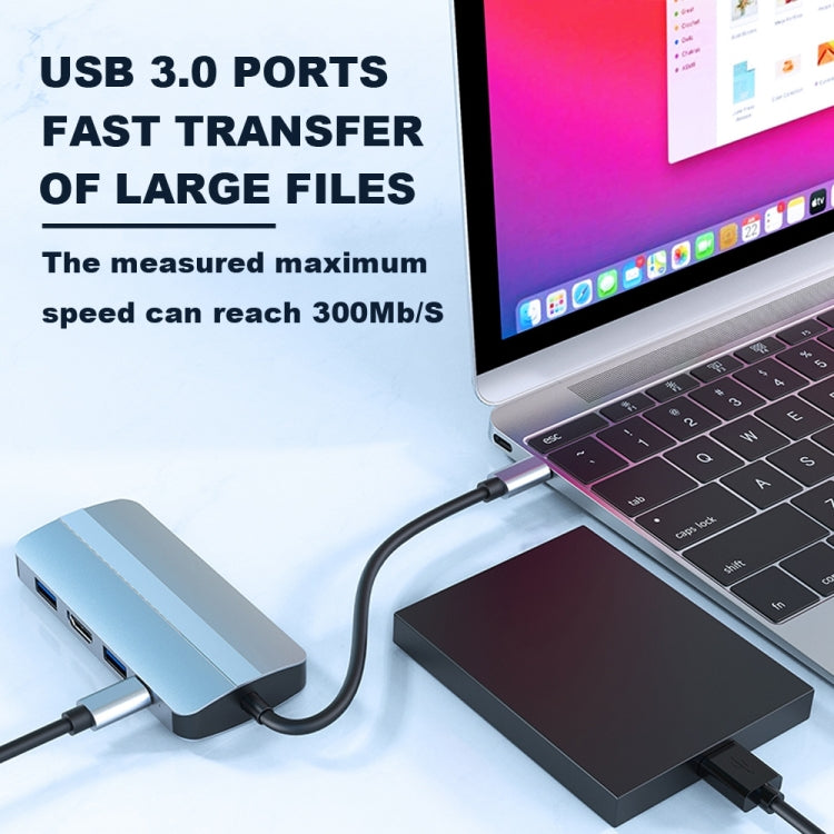 BYL-2205 8 in 1 USB-C / Type-C to USB Multifunctional Docking Station HUB Adapter