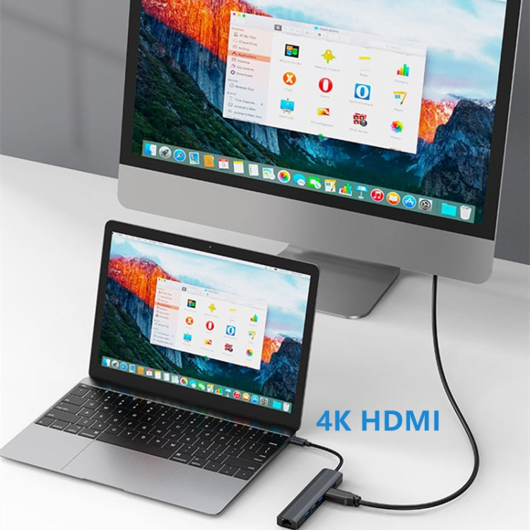 BYL-2210 6 in 1 USB-C / Type-C to USB Multifunctional Docking Station HUB Adapter with 1000M Network Port