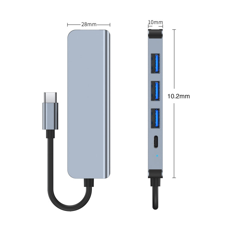 BYL-2301 5 in 1 USB-C / Type-C to USB Multifunctional Docking Station HUB Adapter