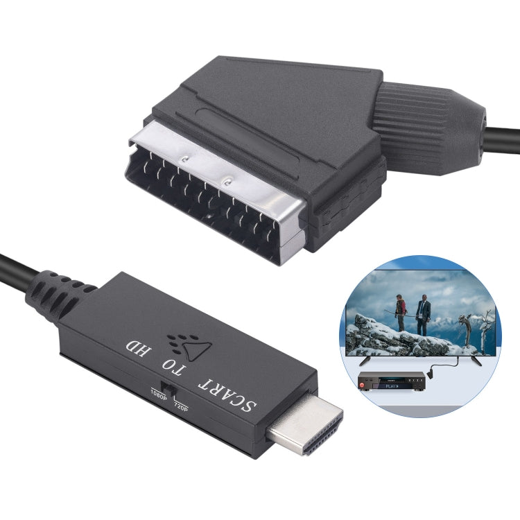 Scart To HDMI-Compatible Converter Video Audio Adapter Cable