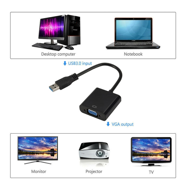 External Graphics Card Converter Cable USB3.0 to VGA, Resolution: 720P