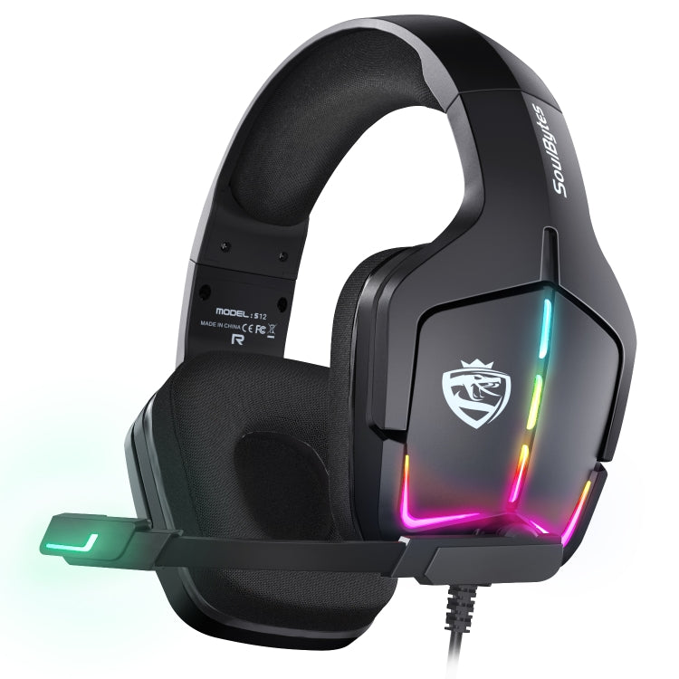 Soulbytes S12 USB + 3.5mm 4 Pin Adjustable RGB Light Gaming Headset with Mic