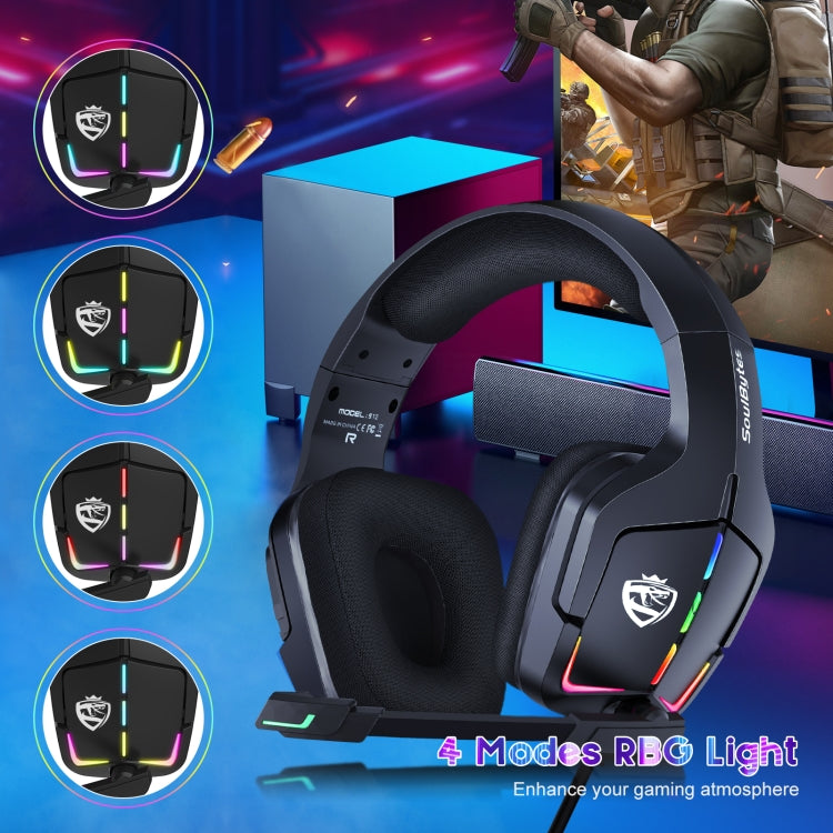 Soulbytes S12 USB + 3.5mm 4 Pin Adjustable RGB Light Gaming Headset with Mic