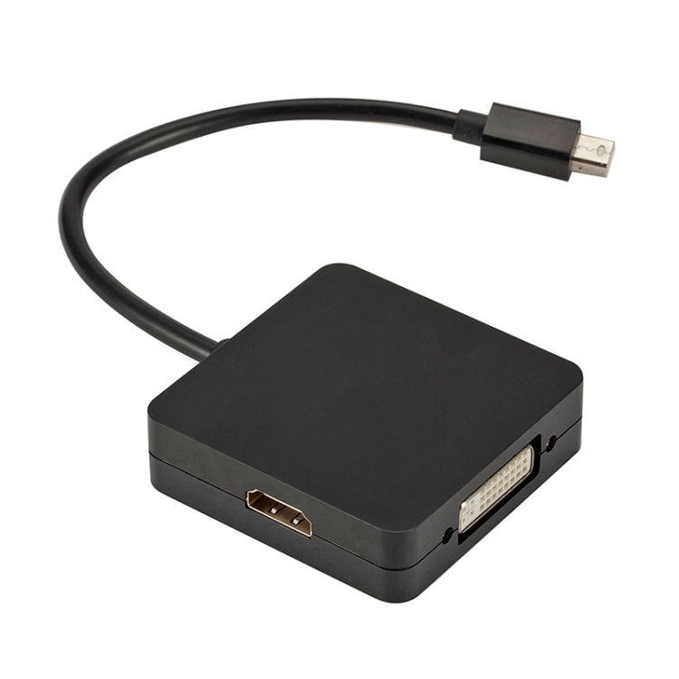 3 in 1 Mini DP Male to HDMI + VGA + DVI Female Square Adapter, Cable Length: 18cm