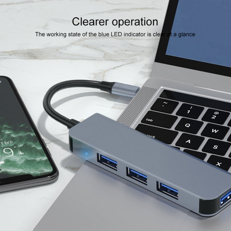 BYL-2013T 4 in 1 USB-C / Type-C to USB 3.0 x 1 + USB 2.0 x 3 HUB Adapter