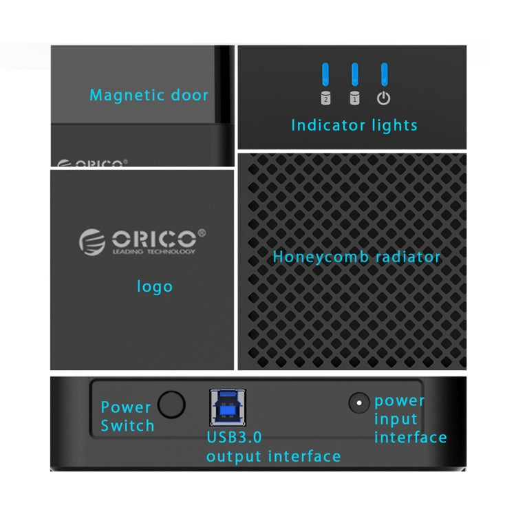 ORICO DS200U3 3.5 inch 2 Bay Magnetic-type USB 3.0 Hard Drive Enclosure with Blue LED Indicator