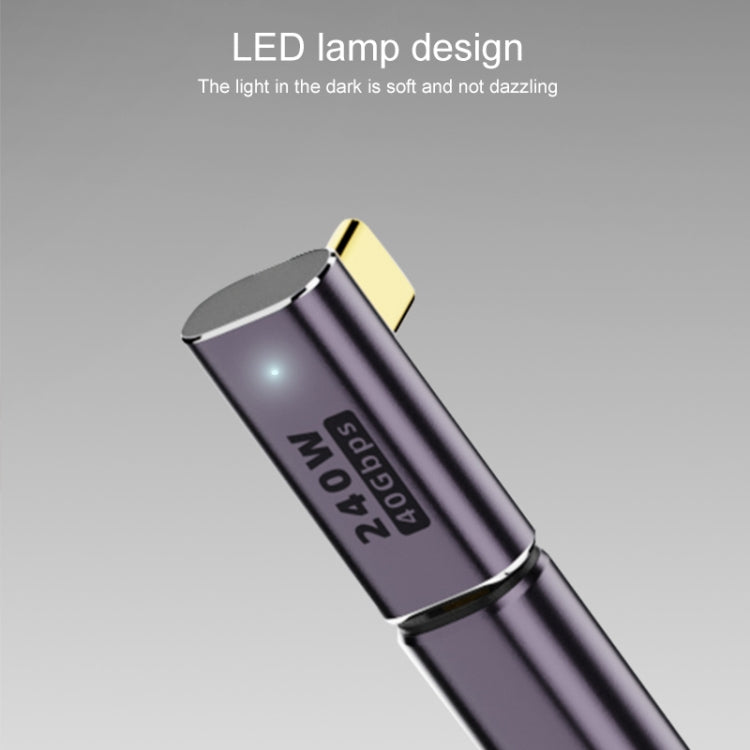 240W USB-C/Type-C Female to USB-C/Type-C Male 40Gbps Straight Adapter with Light