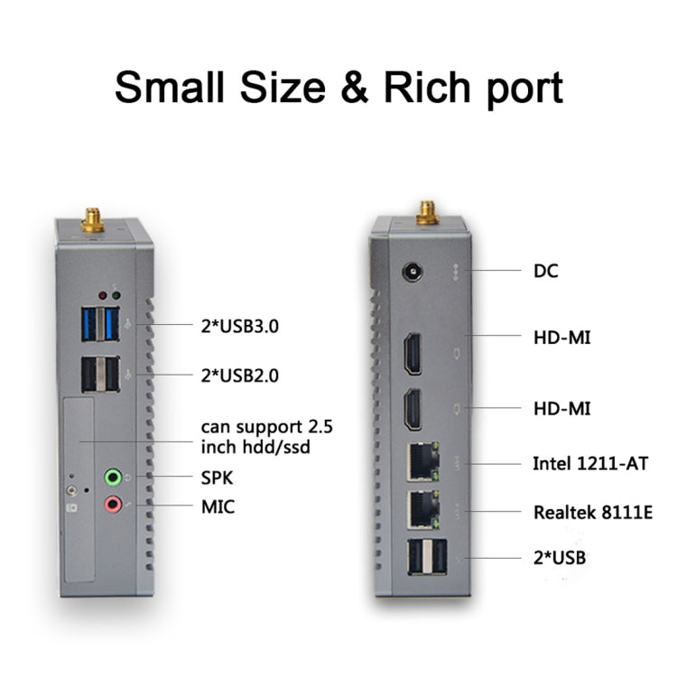 K660S Windows and Linux System Mini PC without Memory & SSD & WiFi, Intel Celeron Processor N2840 Quad-Core 1.83- 2.25GHz