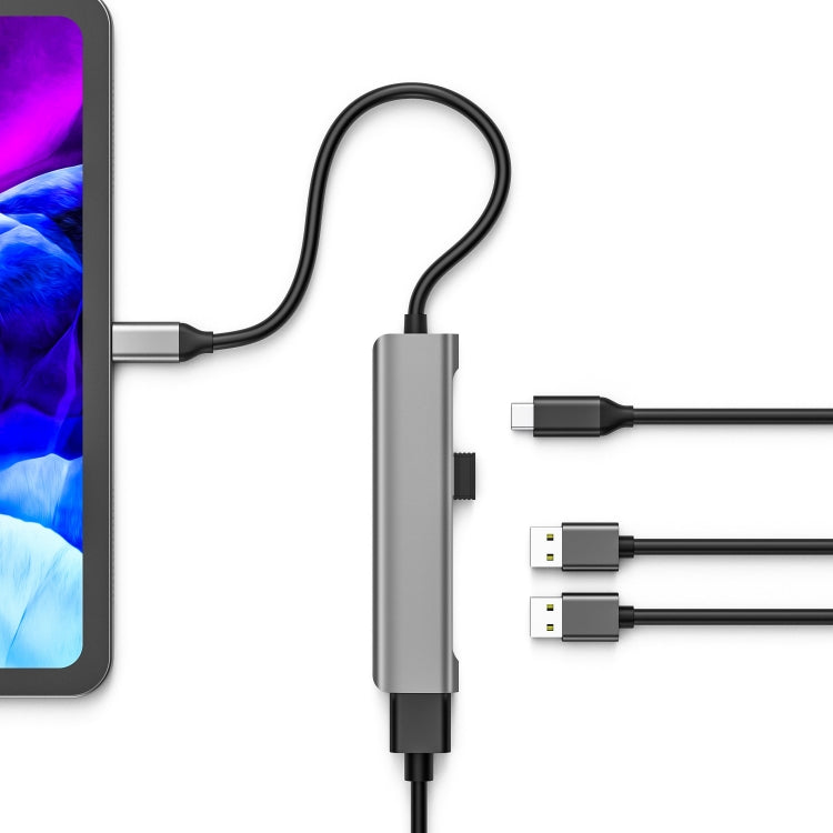 TC522 5 in 1 PD + HDMI + USB 3.0 + 2 x USB 2.0 to USB-C / Type-C HUB Adapter