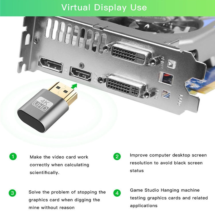 VGA Virtual Display Adapter HDMI 1.4 DDC EDID Dummy Plug Headless Display Emulator