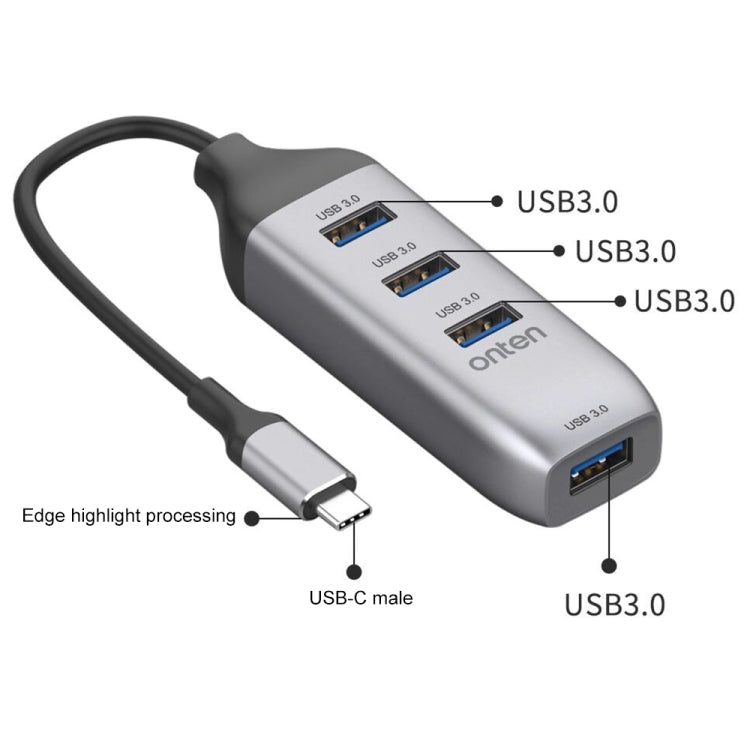 Onten 95118U 4 in 1 USB-C / Type-C to 4 USB 3.0 Ports Multifunctional HUB Converter Docking Station