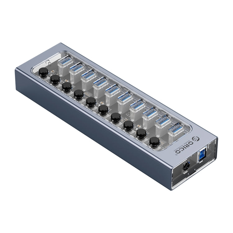 ORICO AT2U3-10AB-GY-BP 10 Ports USB 3.0 HUB with Individual Switches & Blue LED Indicator, EU Plug