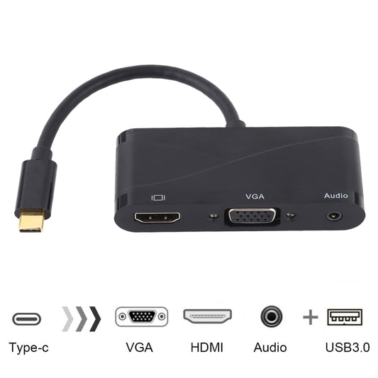 USB 2.0 + Audio Port + VGA + HDMI to USB-C / Type-C HUB Adapter