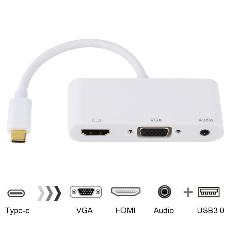 USB 2.0 + Audio Port + VGA + HDMI to USB-C / Type-C HUB Adapter