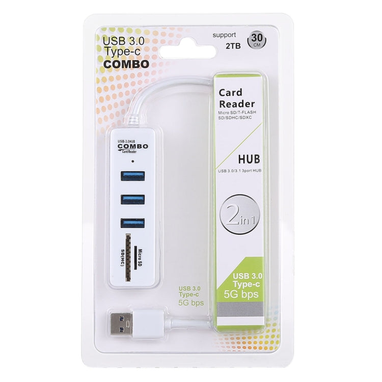 2 in 1 TF / SD Card Reader + 3 x USB 3.0 Ports to USB 3.0 HUB Converter, Cable Length: 26cm