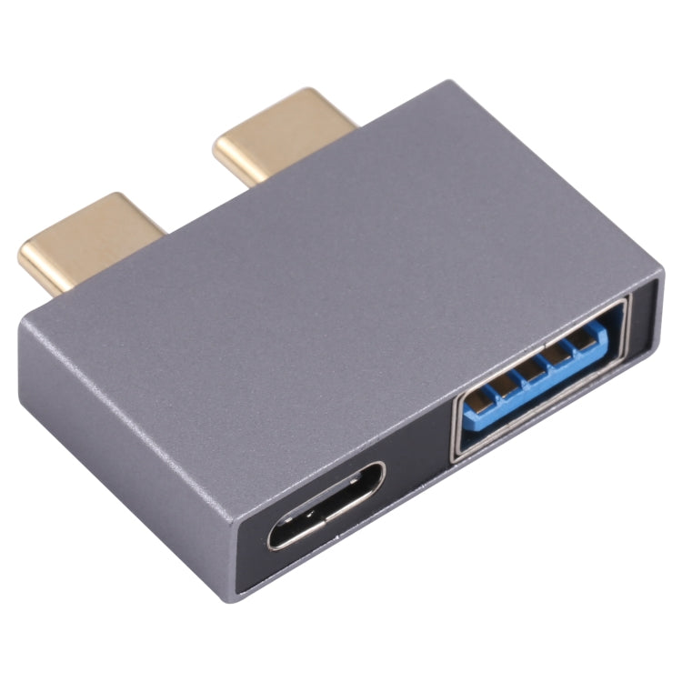 USB Female + USB-C / Type-C Female to 2 x USB-C / Type-C Male Adapter