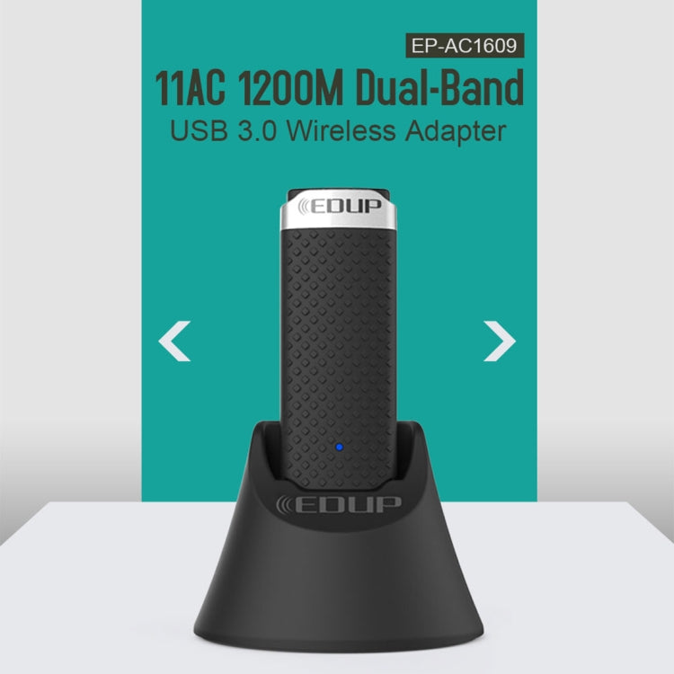 EDUP EP-AC1609 1200Mbps High Speed USB 3.0 WiFi Adapter Receiver Ethernet Adapter with 1m Extend Cable & Base